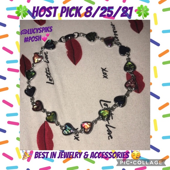 Hearts π multiple colors abalone bracelet 10β - Picture 6 of 6